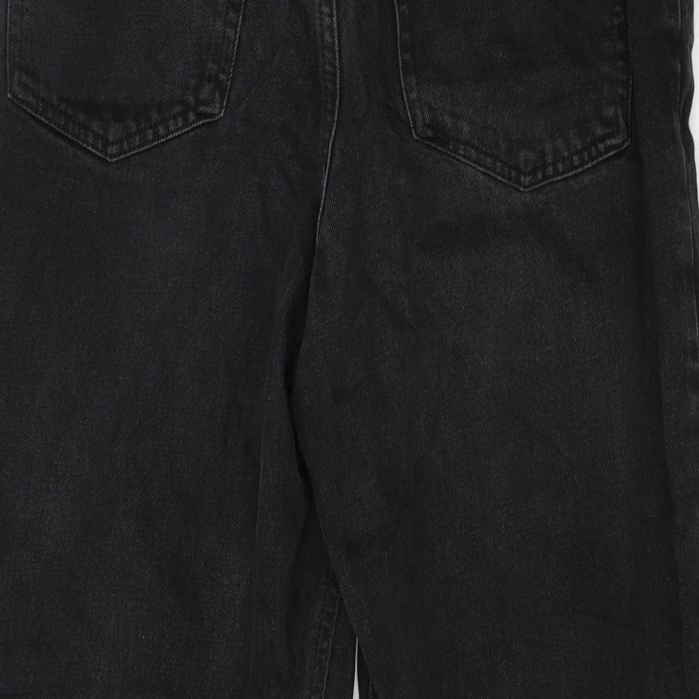 Topshop Womens Black  Cotton Cropped Jeans Size 28 in L32 in Regular Button