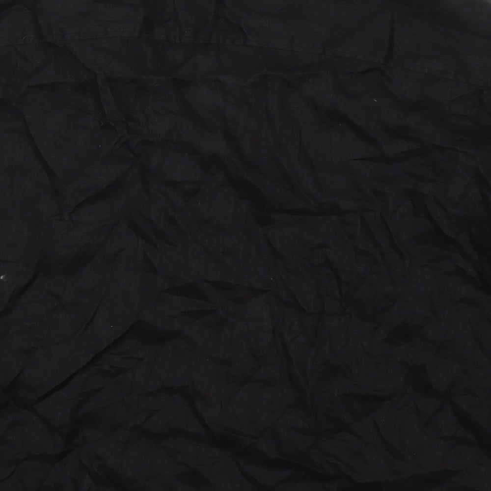 H&M Womens Black  Linen Basic Button-Up Size S V-Neck