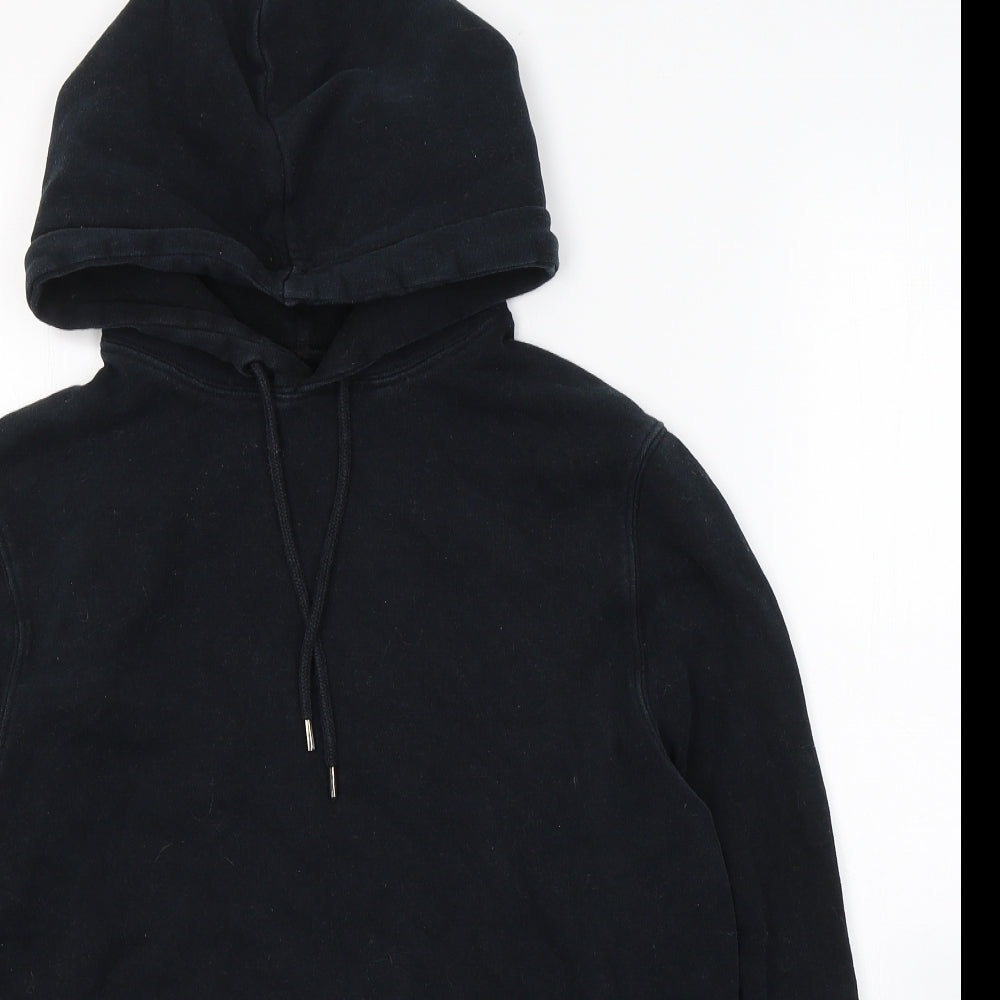River Island Mens Black  Cotton Pullover Hoodie Size S