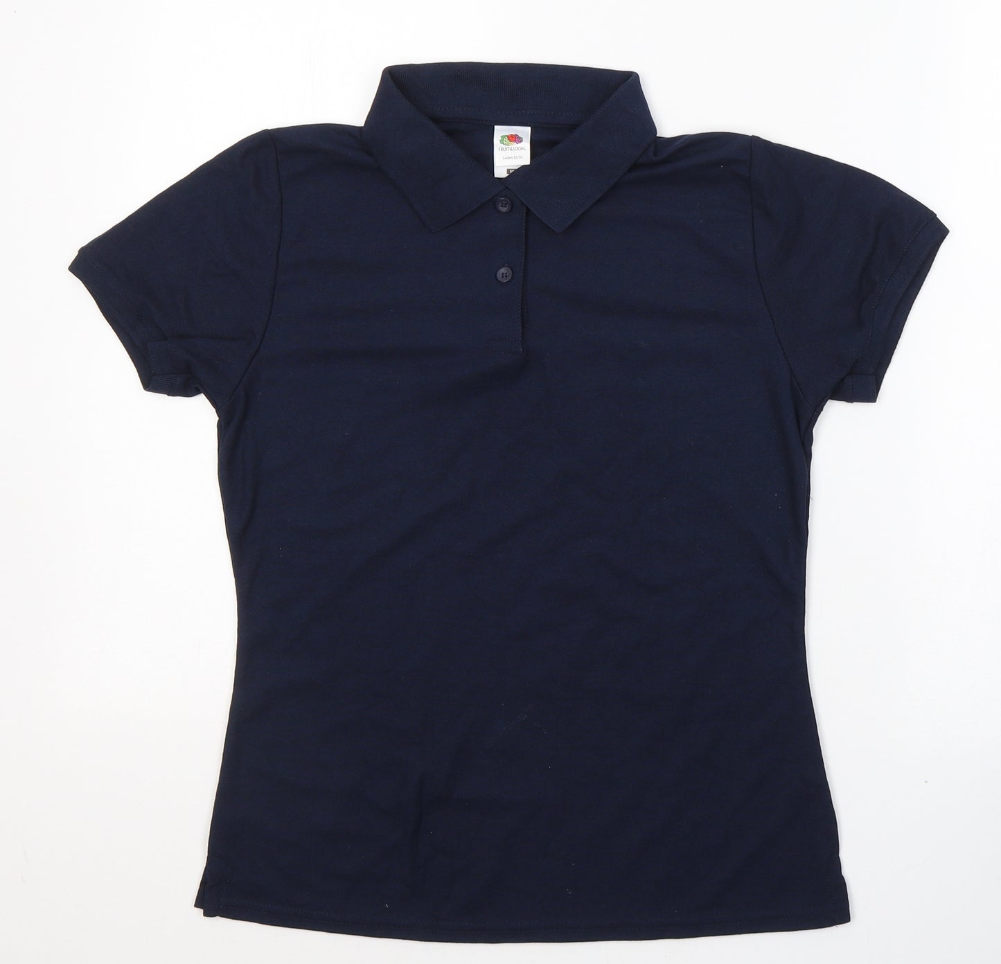 Fruit of the Loom Womens Blue  Cotton Basic Polo Size M Collared