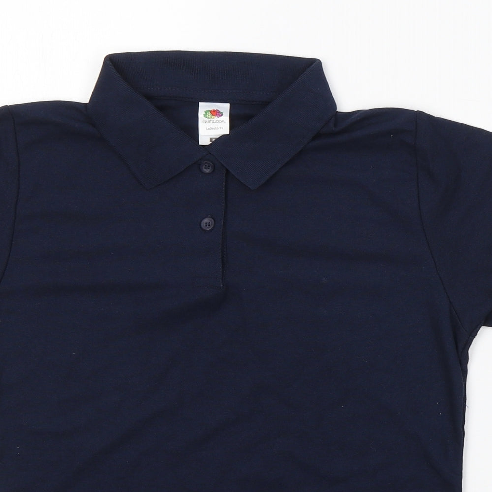 Fruit of the Loom Womens Blue  Cotton Basic Polo Size M Collared