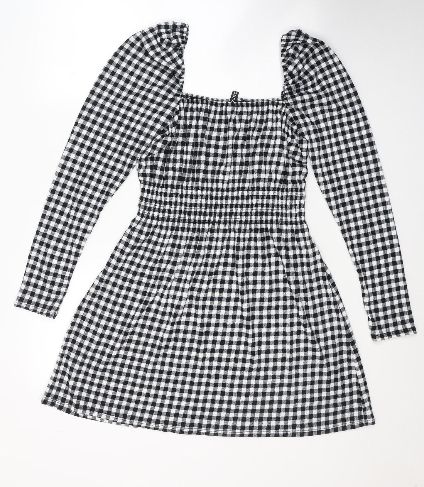 Divided by H&M Womens Black Plaid Polyester A-Line  Size M  Square Neck Pullover