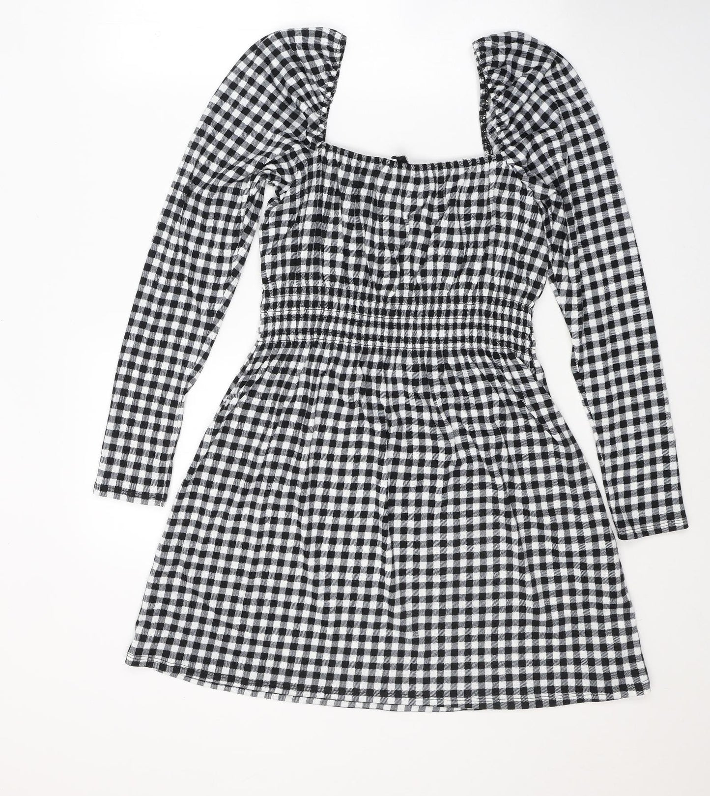 Divided by H&M Womens Black Plaid Polyester A-Line  Size M  Square Neck Pullover