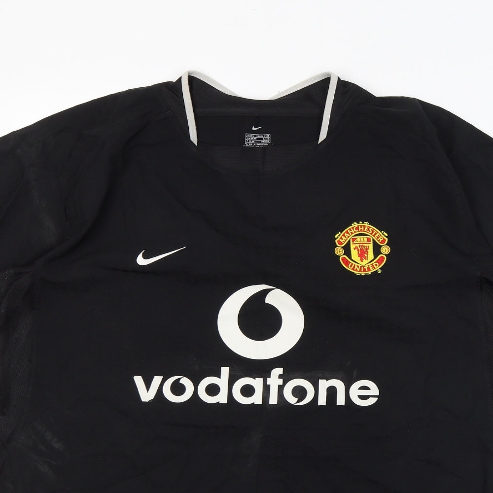 Nike Mens Black  Polyester Basic T-Shirt Size L Round Neck Pullover - Manchester United/KeaNe