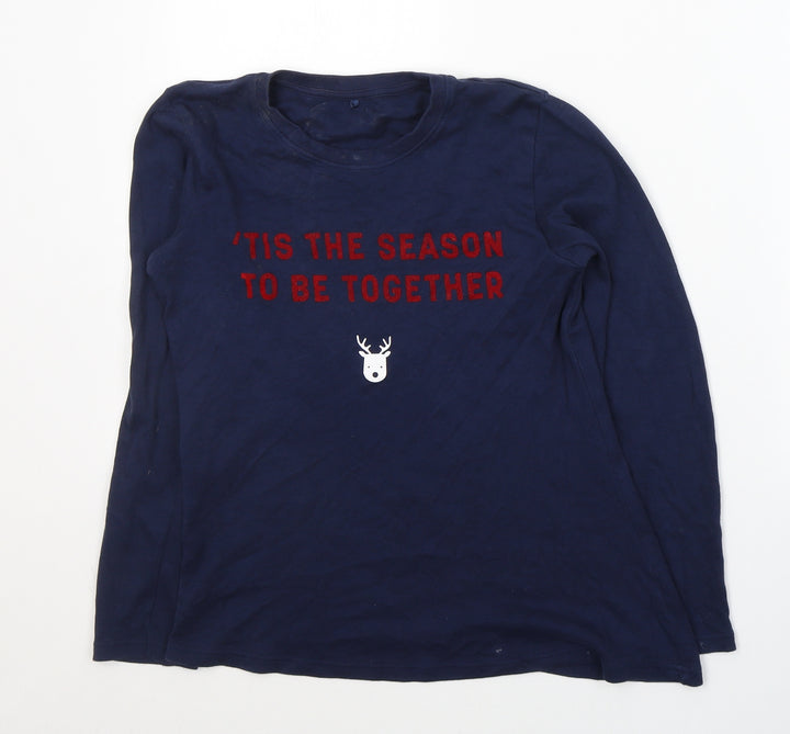 George Boys Blue Cotton Basic Casual Size 13-14 Years Round Neck Pullover - Christmas jumper
