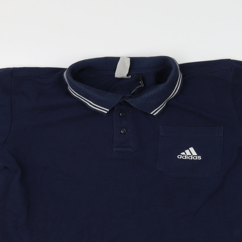 adidas Mens Blue  Cotton  Polo Size M Collared