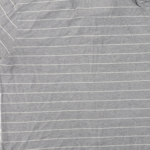 Cedar Wood State Mens Grey Striped Cotton  Polo Size M Collared