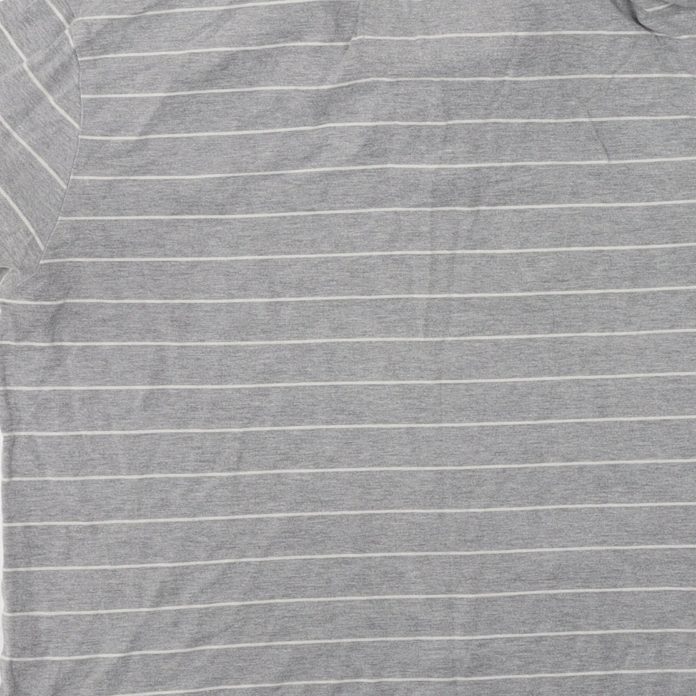 Cedar Wood State Mens Grey Striped Cotton  Polo Size M Collared