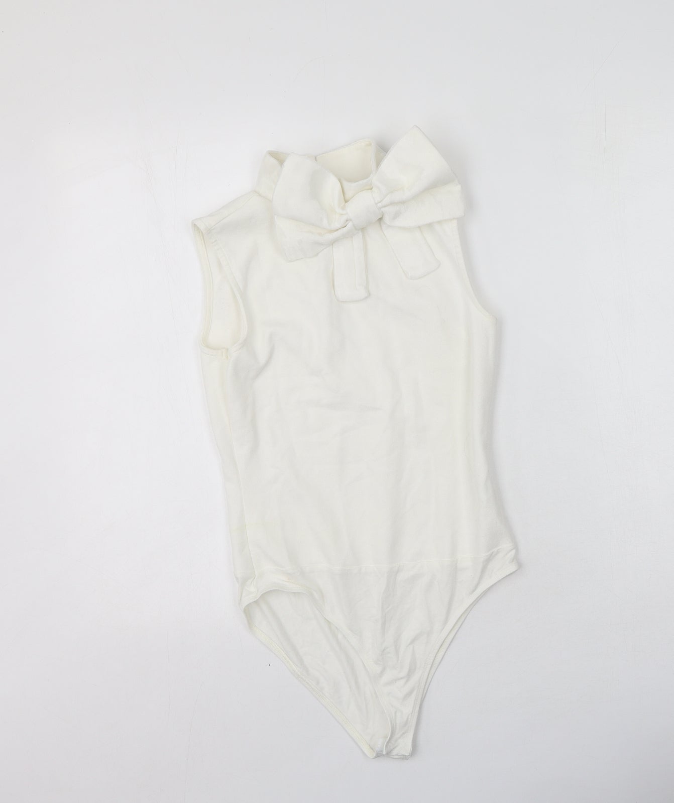River Island Womens White  Viscose Basic Tank Size 10 High Neck - bodysuit
