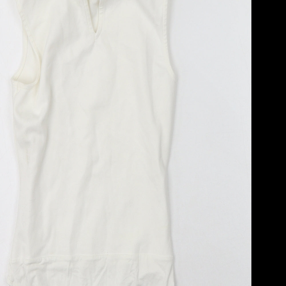 River Island Womens White  Viscose Basic Tank Size 10 High Neck - bodysuit