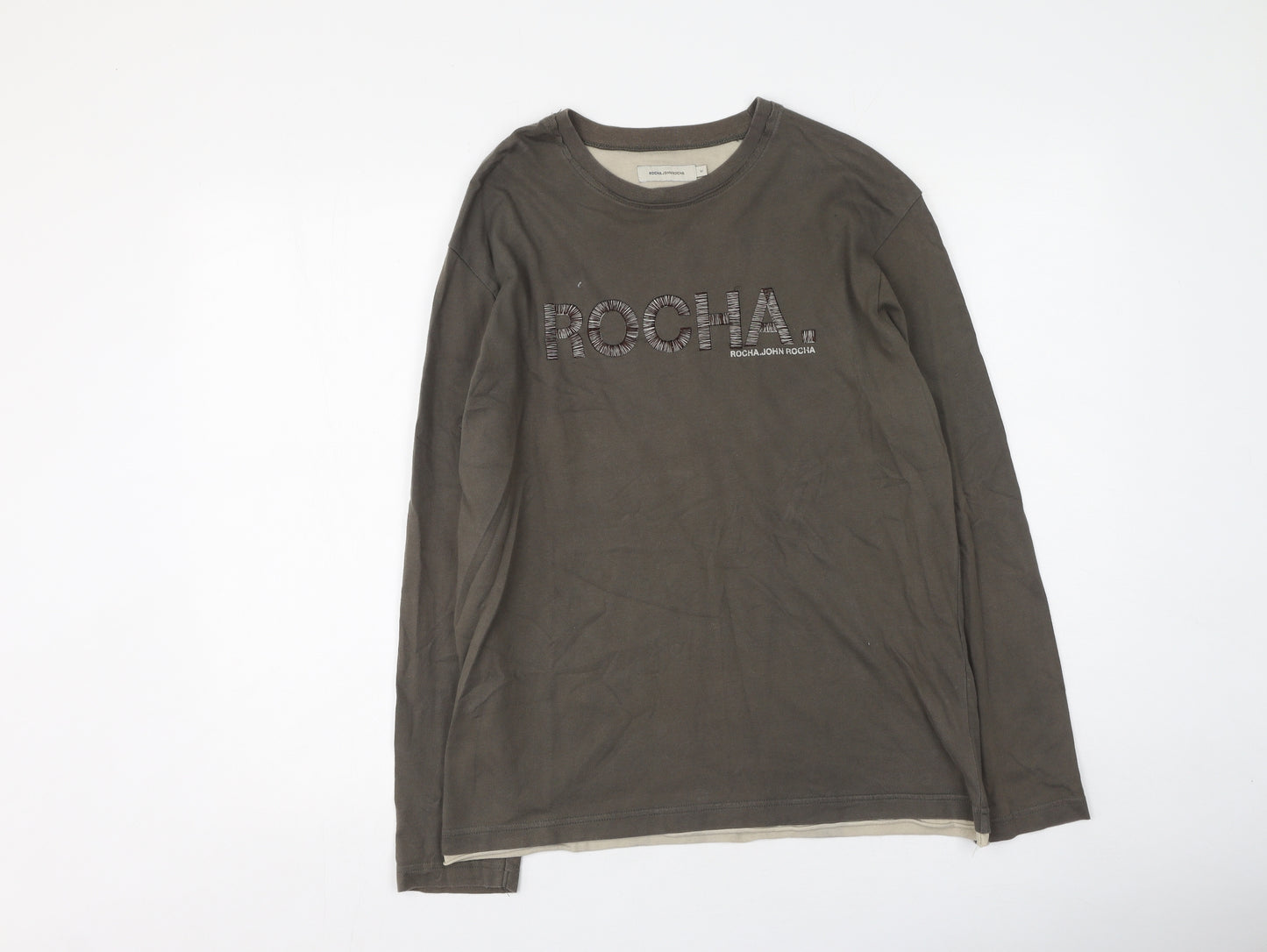 John Rocha Mens Green  Cotton  T-Shirt Size M Round Neck