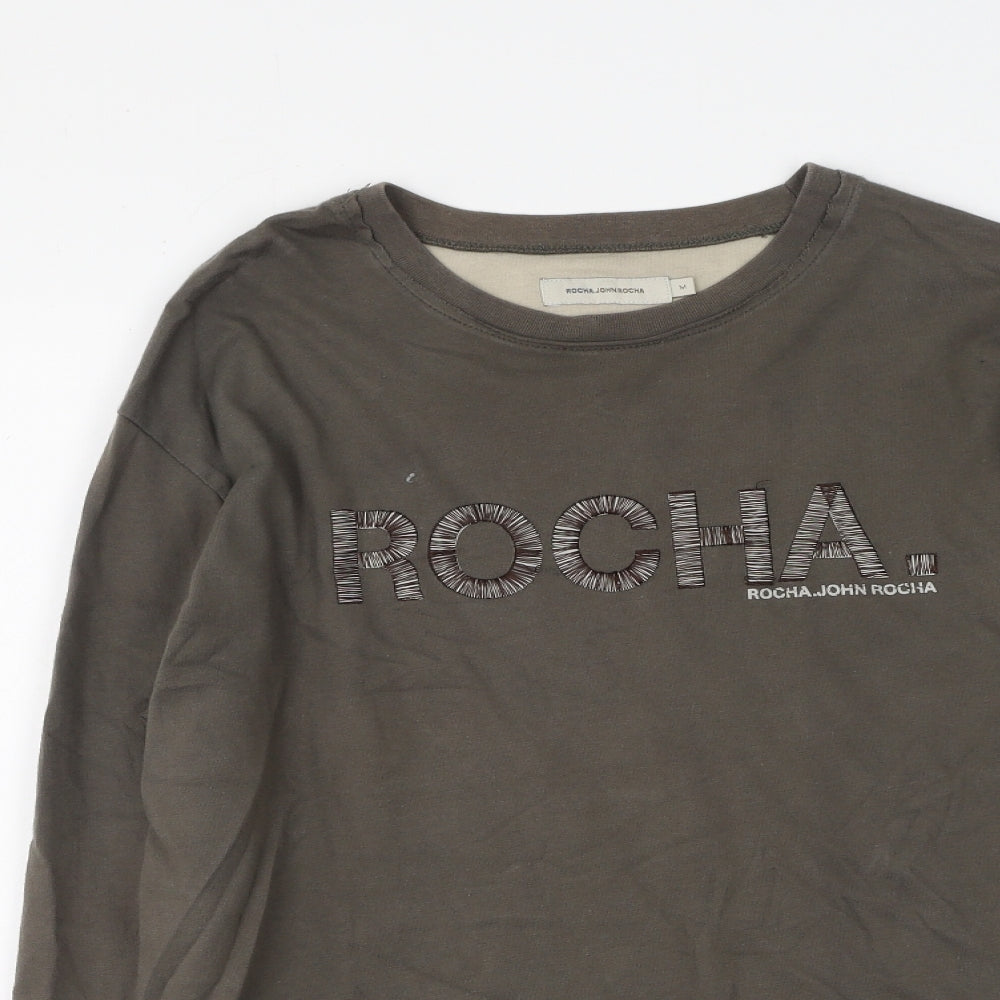 John Rocha Mens Green  Cotton  T-Shirt Size M Round Neck