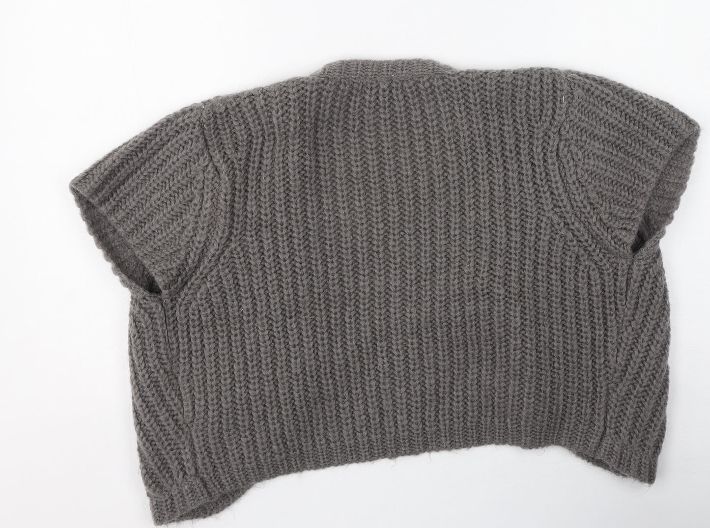 NEXT Womens Grey V-Neck  Acrylic Shrug Jumper Size 16