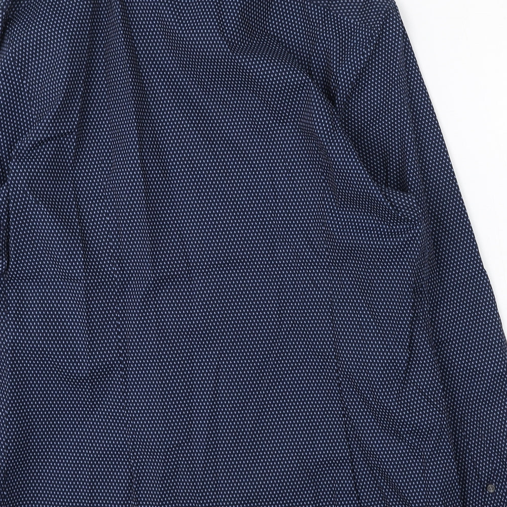 Marks and Spencer Mens Blue Spotted Cotton  Polo Size L Collared