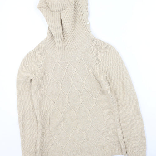 CC Womens Beige High Neck  Cotton Pullover Jumper Size S
