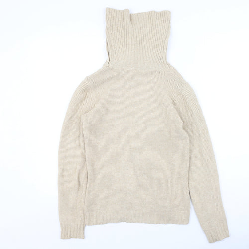 CC Womens Beige High Neck  Cotton Pullover Jumper Size S
