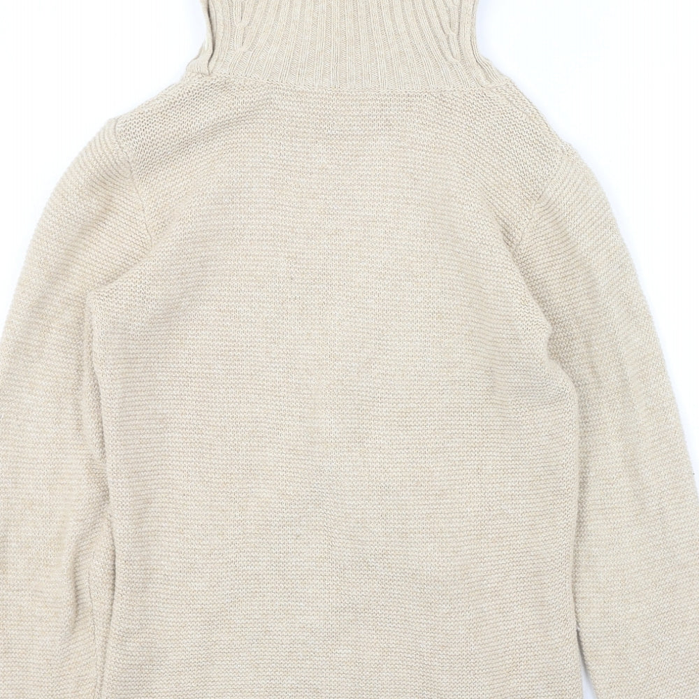 CC Womens Beige High Neck  Cotton Pullover Jumper Size S
