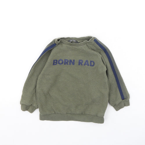 Primark Boys Green  Polyester Pullover Jumper Size 18-24 Months   - Born Rad