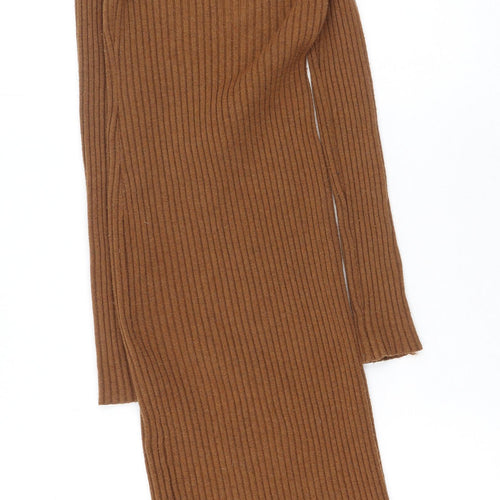 Bershka Womens Brown  Polyester Bodycon  Size S  V-Neck