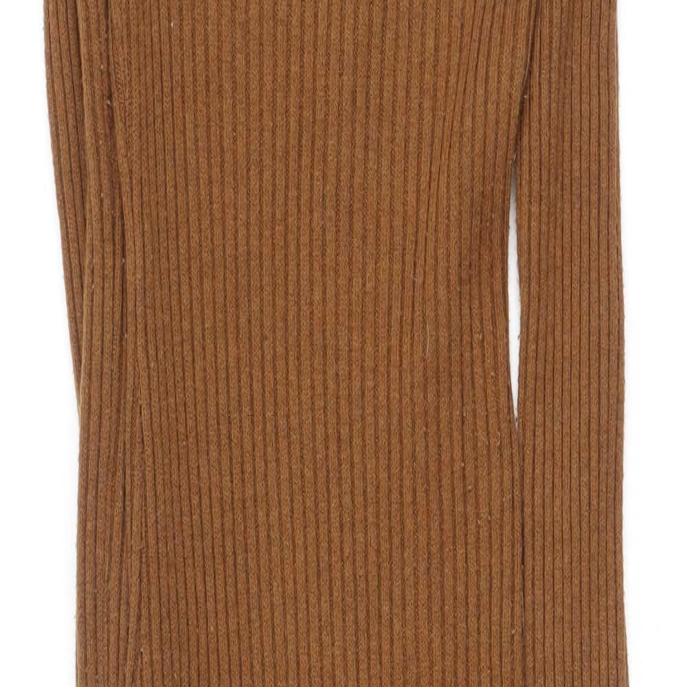 Bershka Womens Brown  Polyester Bodycon  Size S  V-Neck