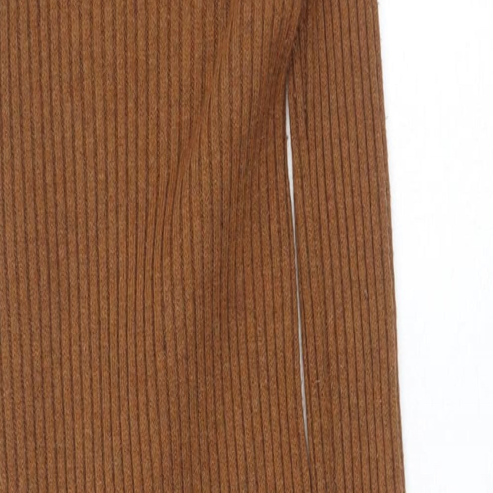 Bershka Womens Brown  Polyester Bodycon  Size S  V-Neck