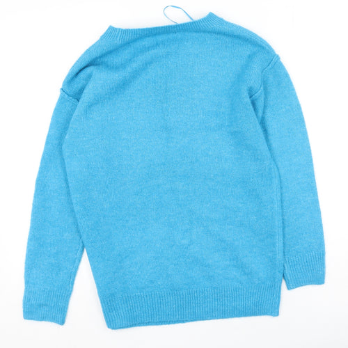 George  Womens Blue Round Neck  Acrylic Pullover Jumper Size 4