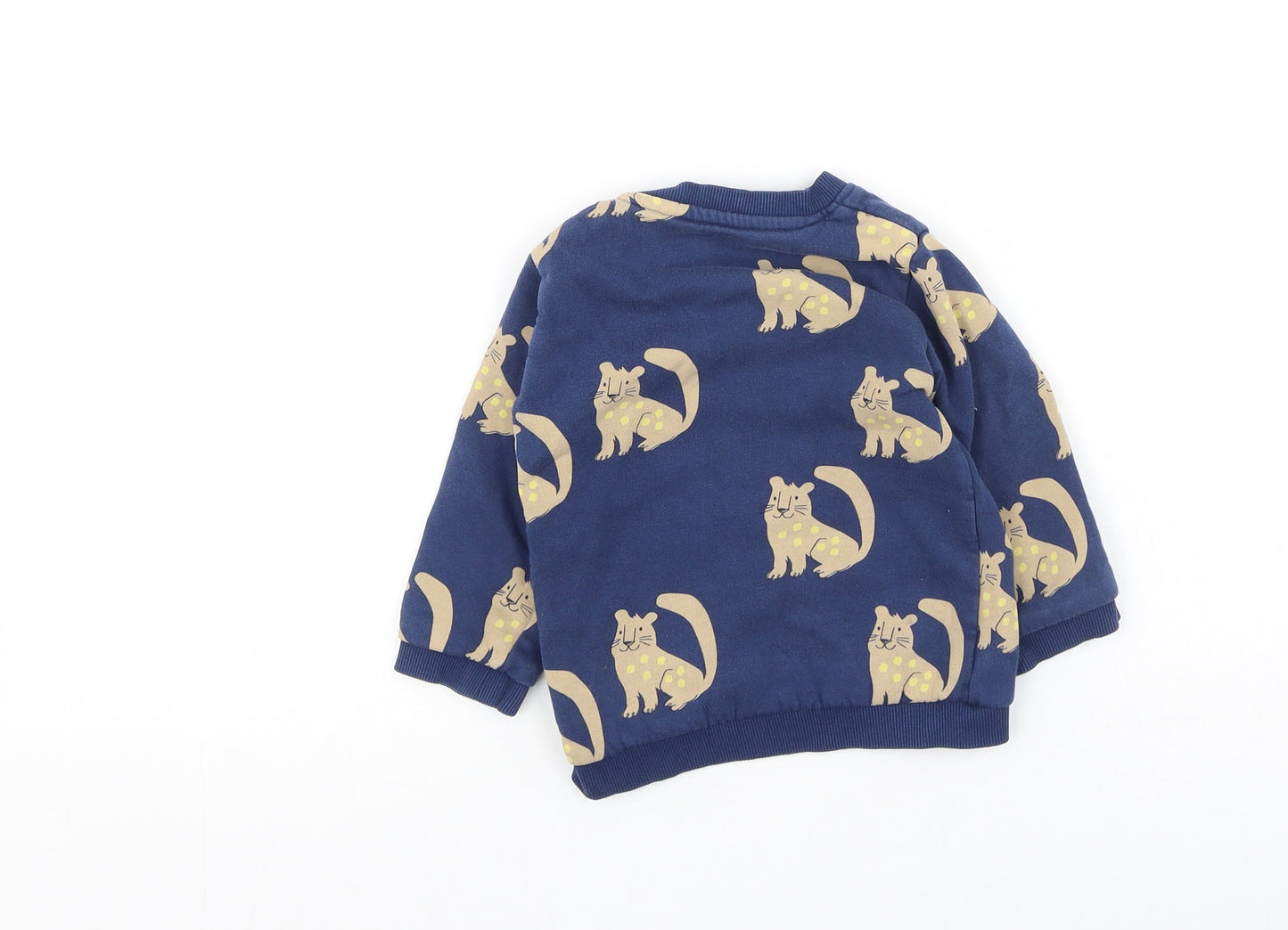 Marks and Spencer Boys Blue  Cotton Pullover Jumper Size 12-18 Months   - cats