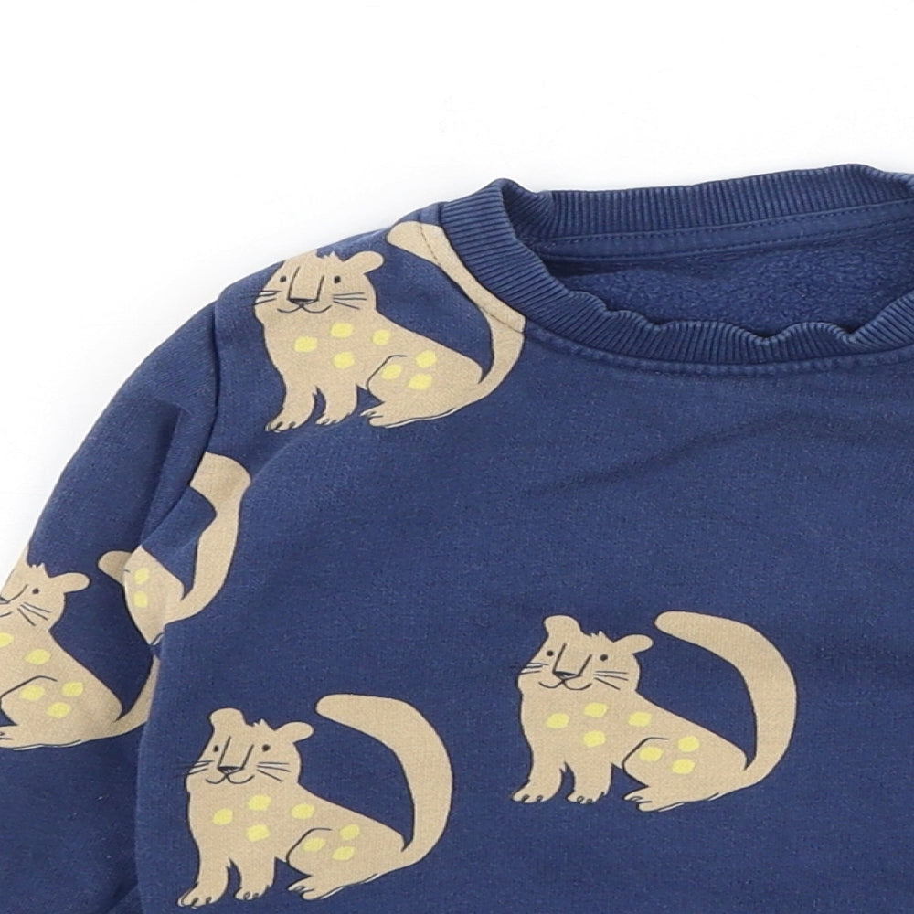 Marks and Spencer Boys Blue  Cotton Pullover Jumper Size 12-18 Months   - cats