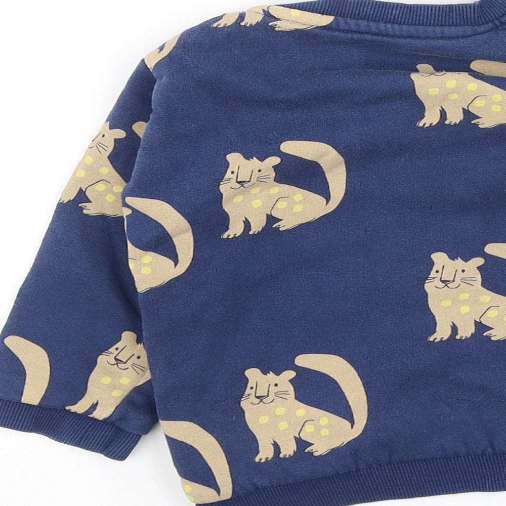 Marks and Spencer Boys Blue  Cotton Pullover Jumper Size 12-18 Months   - cats