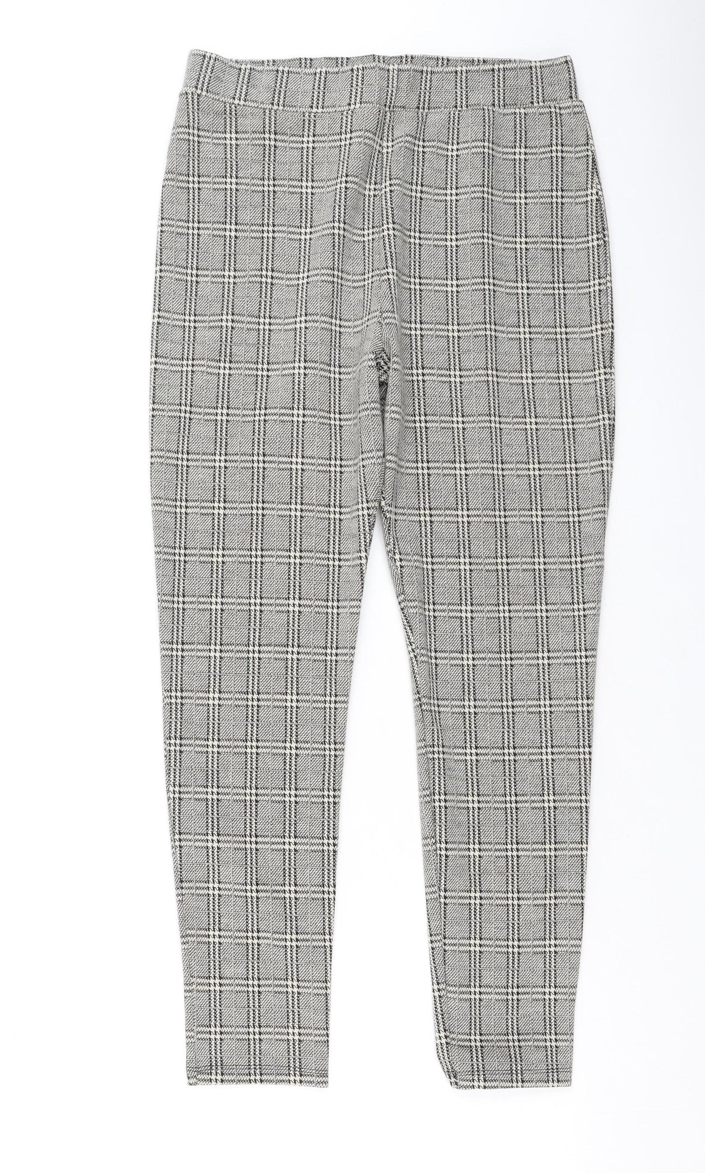 TU Womens Brown Plaid Polyester Trousers  Size 14 L27 in Regular