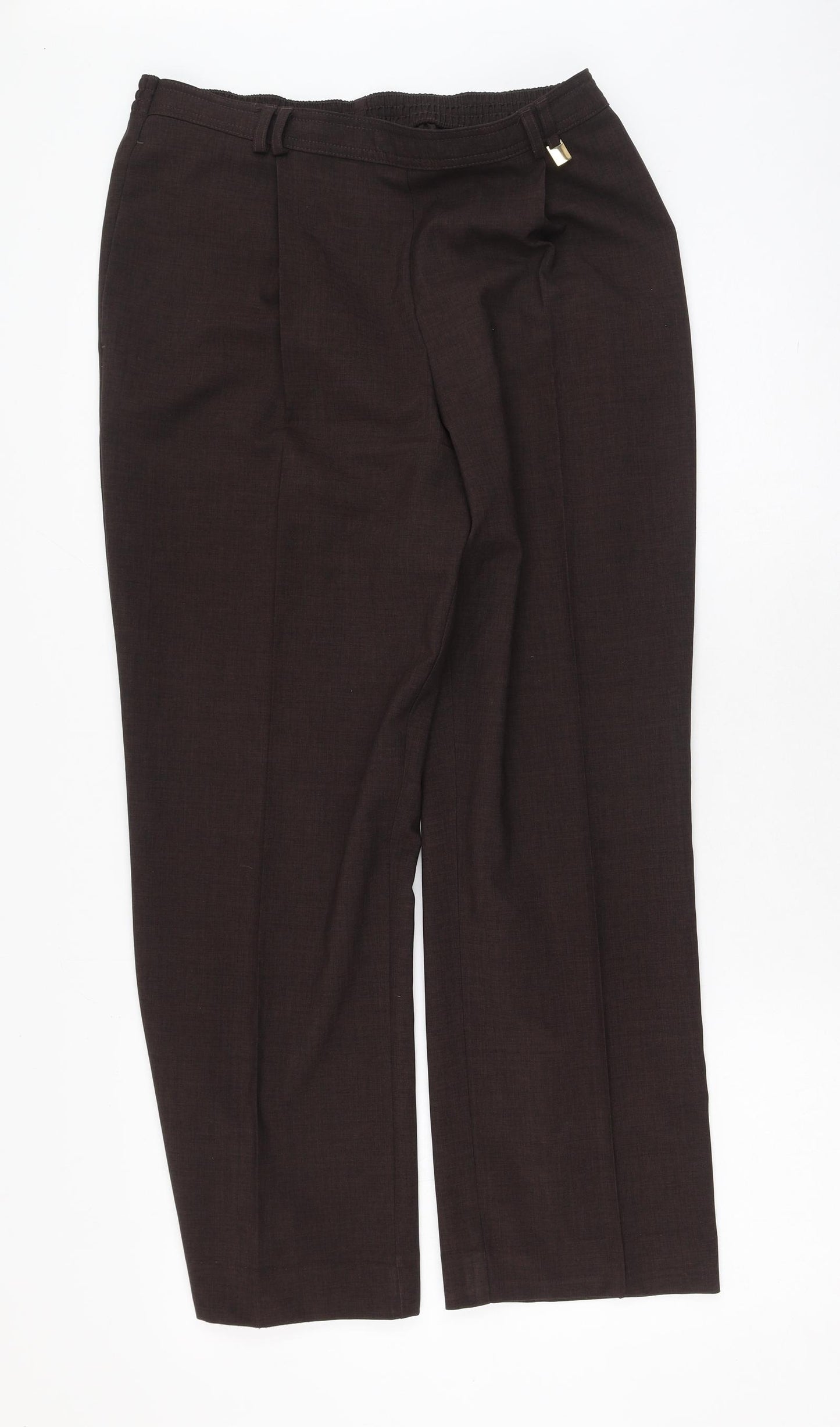 Marks and Spencer Womens Brown  Polyester Trousers  Size 14 L27 in Regular