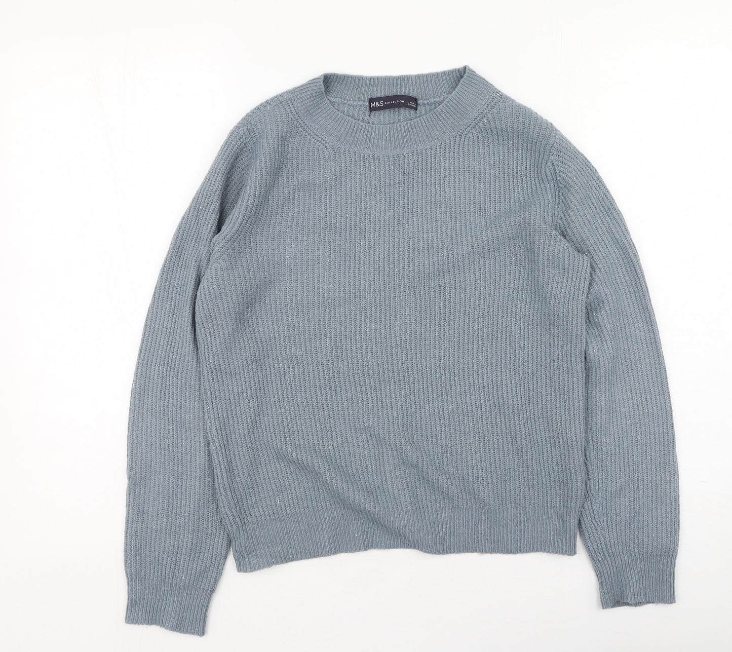 Marks and Spencer Womens Blue Round Neck  Acrylic Pullover Jumper Size 8