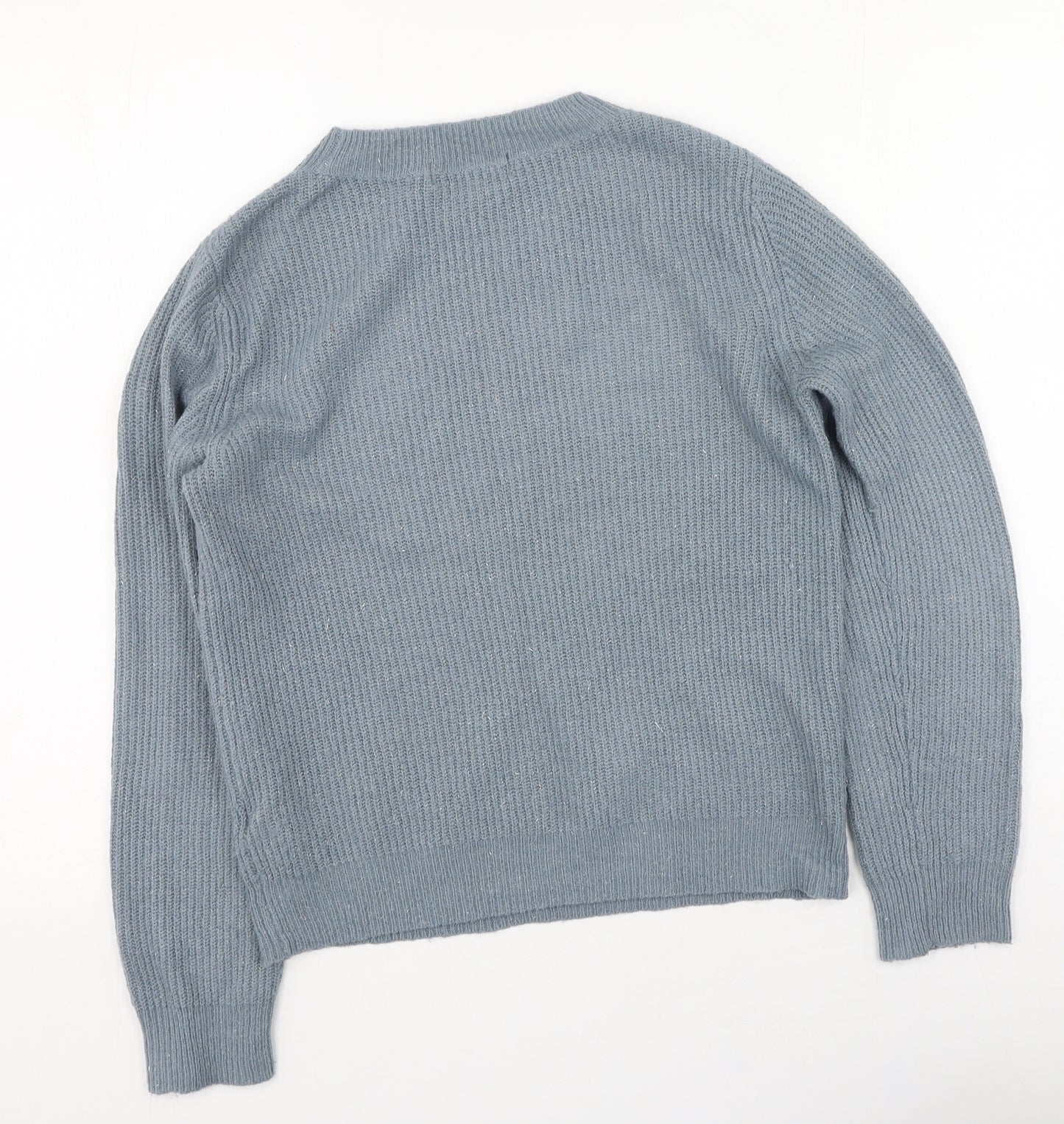 Marks and Spencer Womens Blue Round Neck  Acrylic Pullover Jumper Size 8