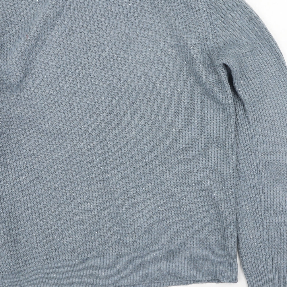 Marks and Spencer Womens Blue Round Neck  Acrylic Pullover Jumper Size 8