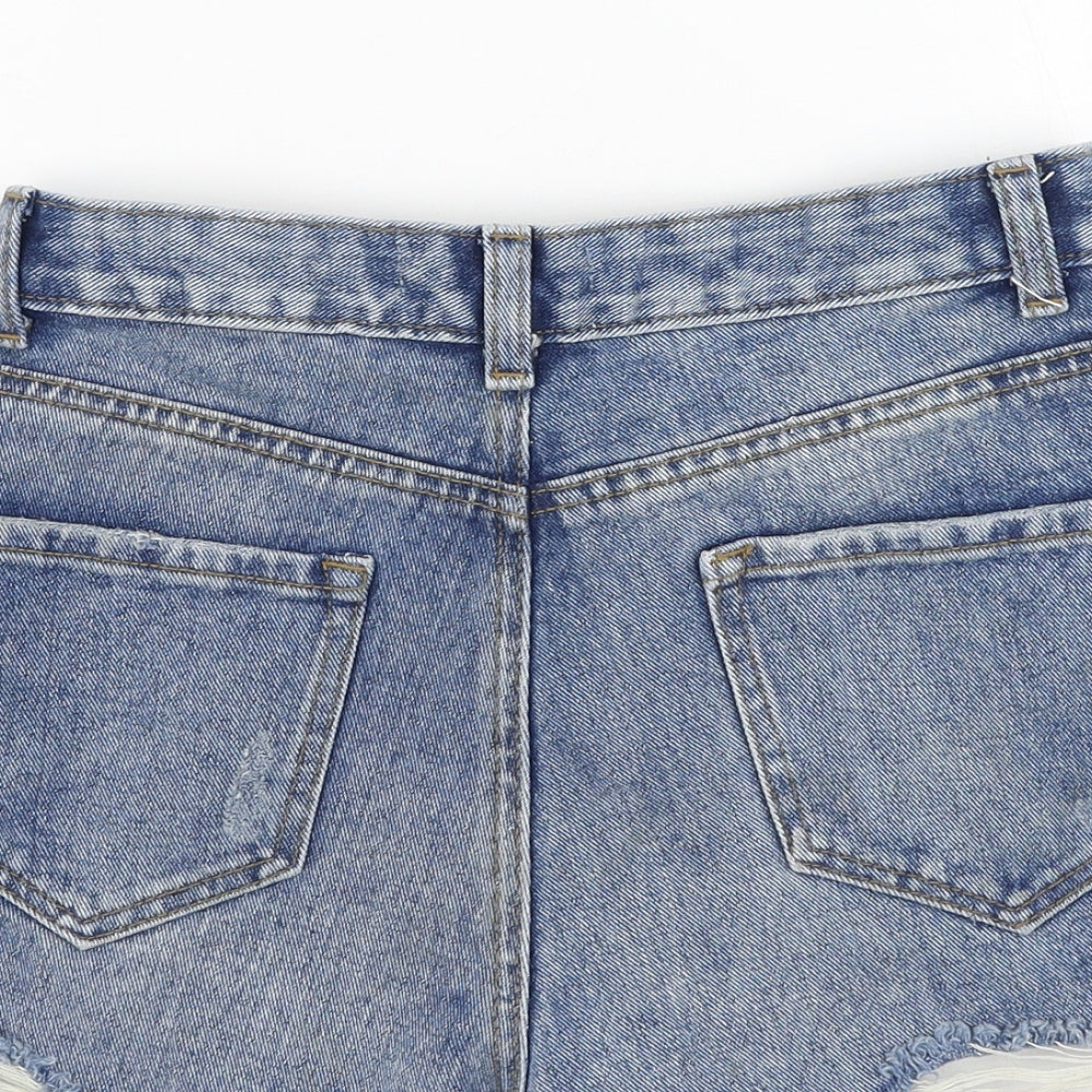 Denim & Co. Womens Blue  Cotton Hot Pants Shorts Size 8 L3 in Regular