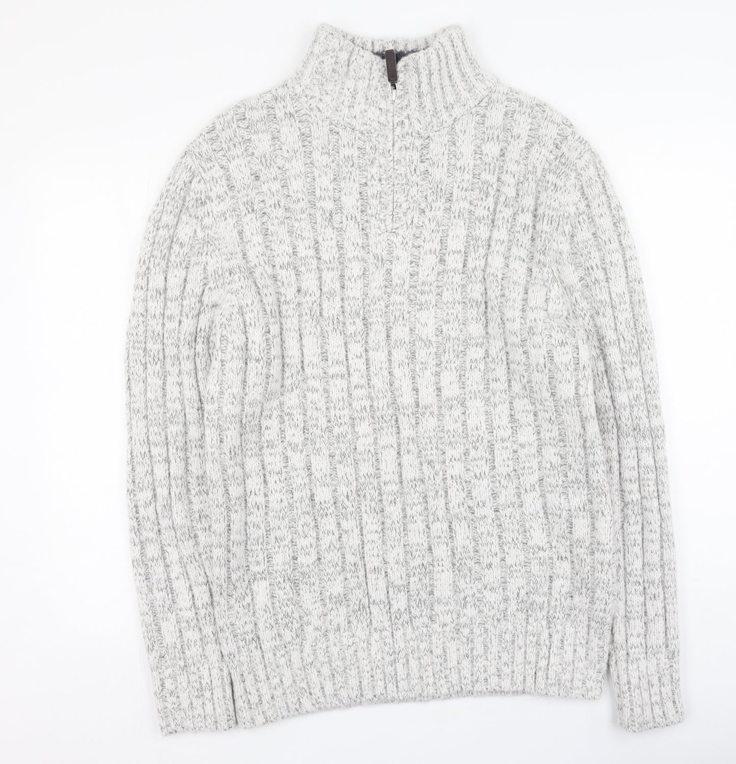 TU Mens Beige High Neck  Acrylic Pullover Jumper Size L