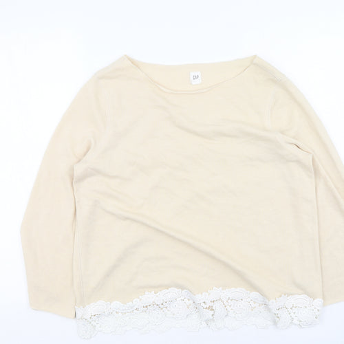 Gap Womens Beige  Cotton Pullover Sweatshirt Size S