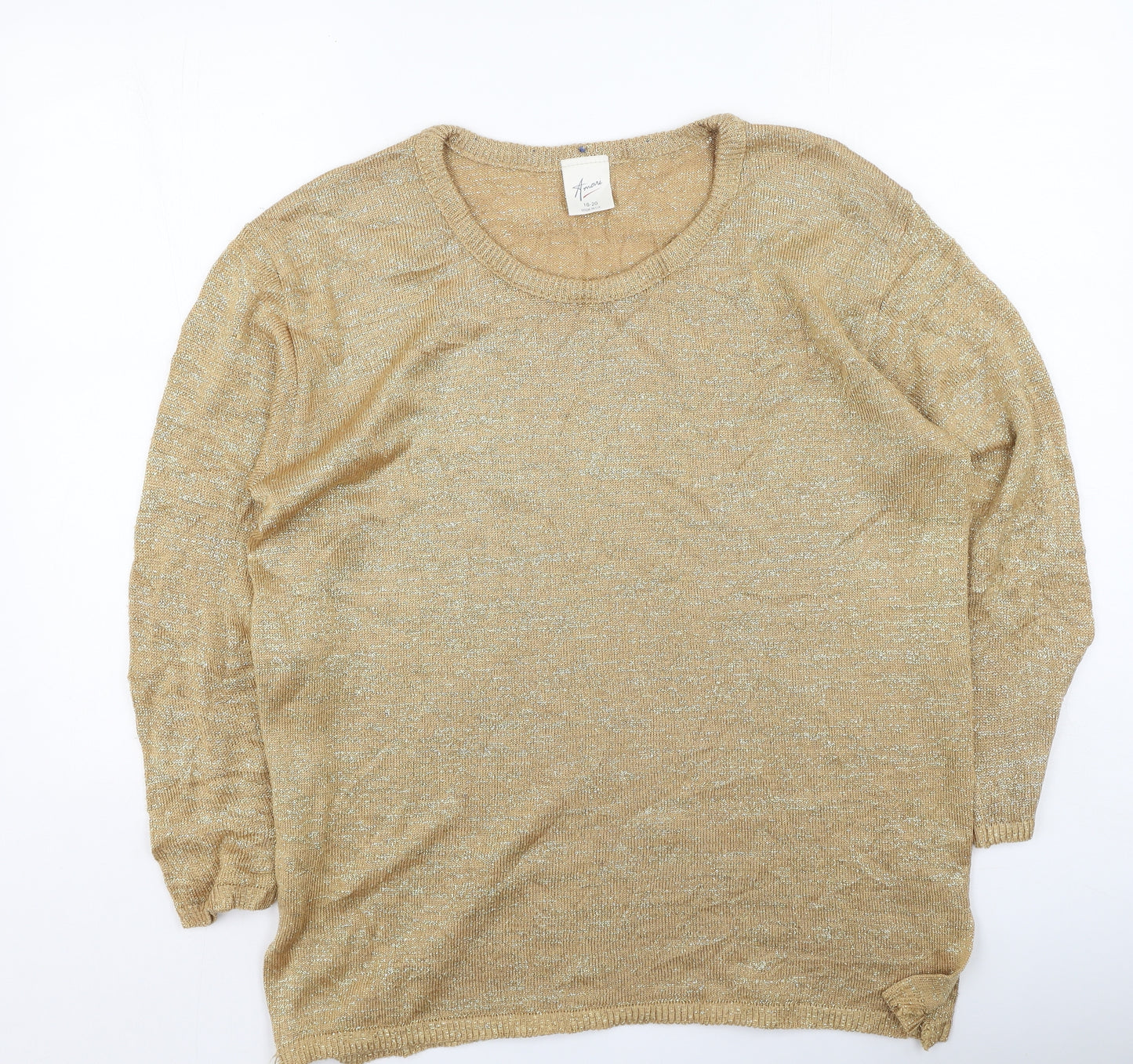 Amari Womens Gold  Acrylic Pullover Sweatshirt Size 18