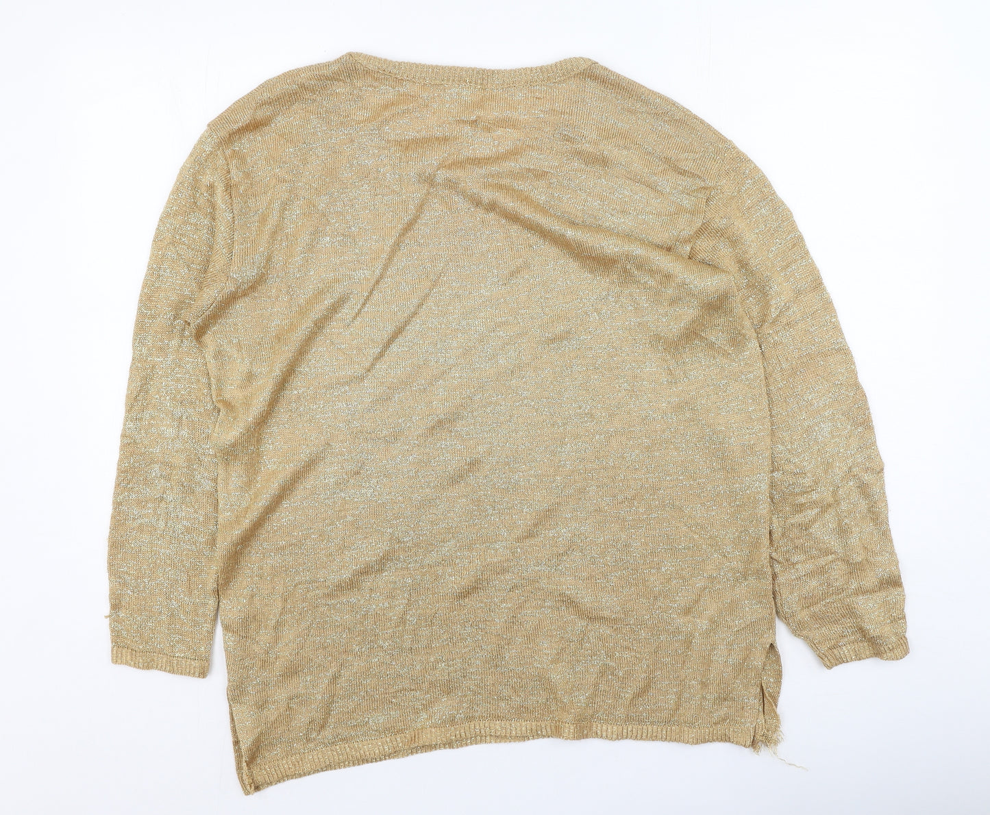 Amari Womens Gold  Acrylic Pullover Sweatshirt Size 18