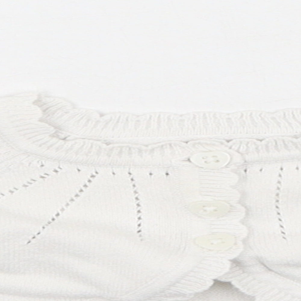 George  Girls White  Cotton Cardigan Jumper Size 0-3 Months