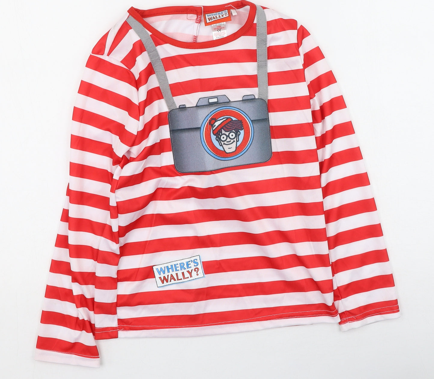 George  Boys Red Striped Polyester Basic Dress Shirt Size 7-8 Years Round Neck  - where's wolly?