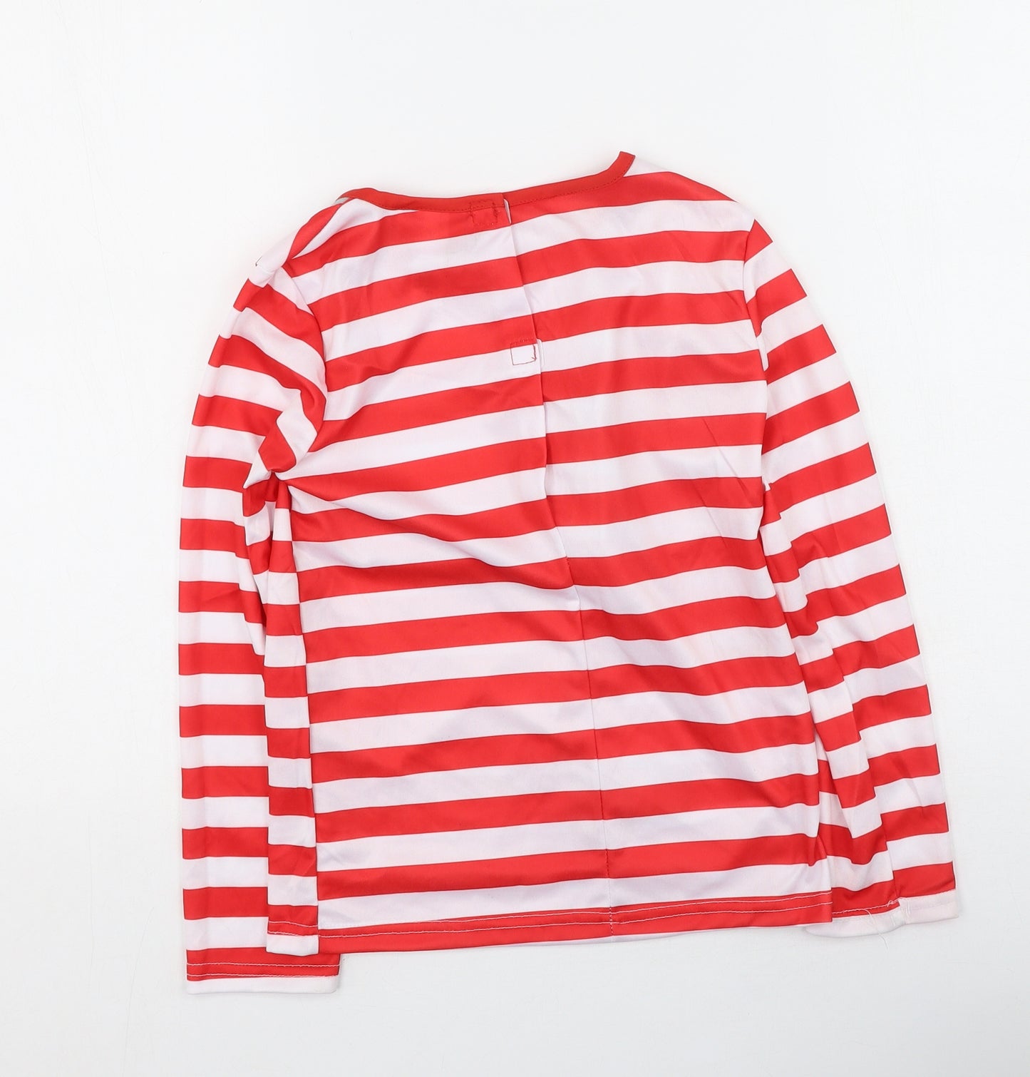 George  Boys Red Striped Polyester Basic Dress Shirt Size 7-8 Years Round Neck  - where's wolly?