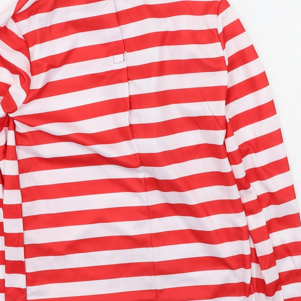 George  Boys Red Striped Polyester Basic Dress Shirt Size 7-8 Years Round Neck  - where's wolly?