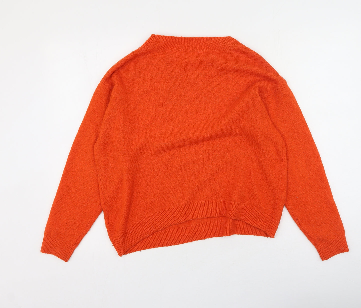 H&M Womens Orange Round Neck  Acrylic Pullover Jumper Size S