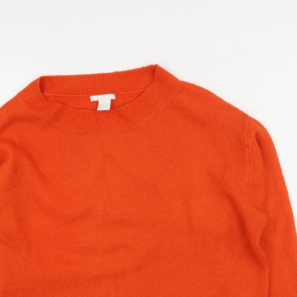 H&M Womens Orange Round Neck  Acrylic Pullover Jumper Size S