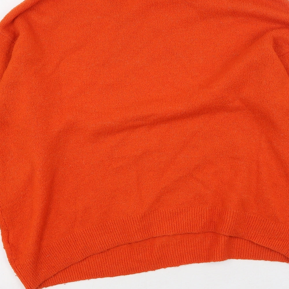 H&M Womens Orange Round Neck  Acrylic Pullover Jumper Size S