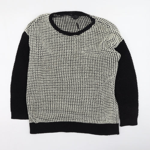 Topshop Womens Black Round Neck  Acrylic Pullover Jumper Size 8