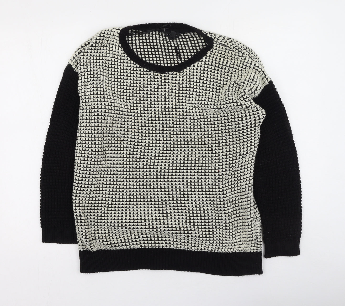 Topshop Womens Black Round Neck  Acrylic Pullover Jumper Size 8