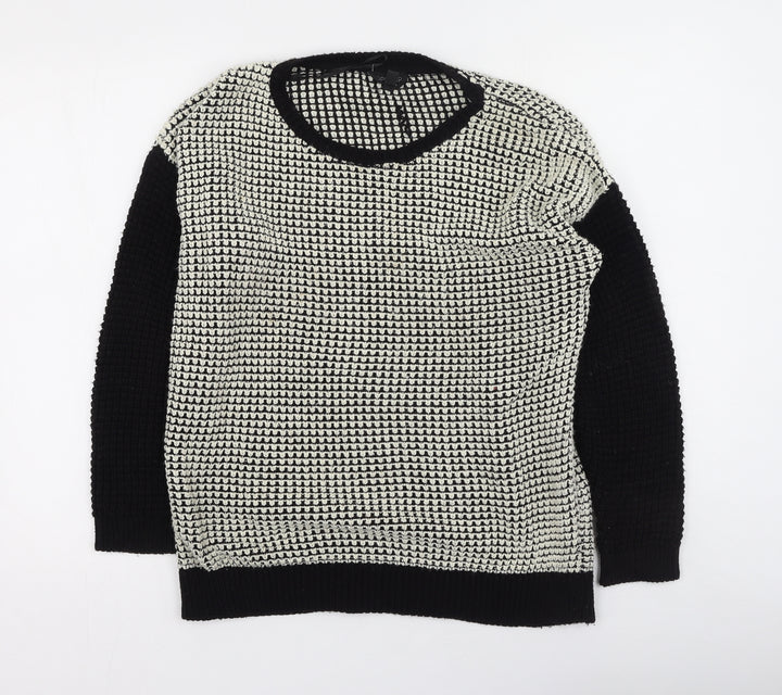 Topshop Womens Black Round Neck  Acrylic Pullover Jumper Size 8
