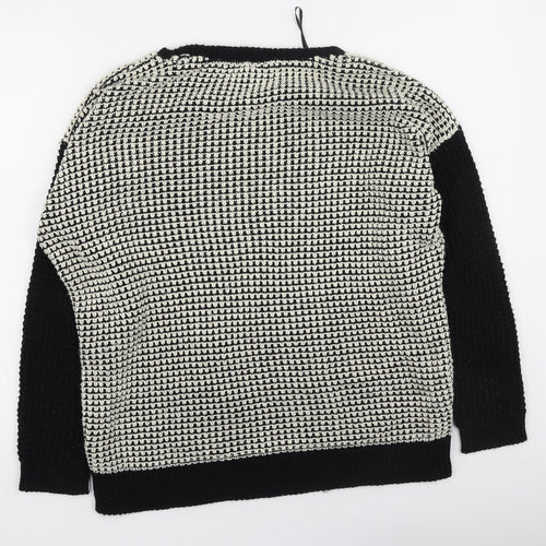 Topshop Womens Black Round Neck  Acrylic Pullover Jumper Size 8